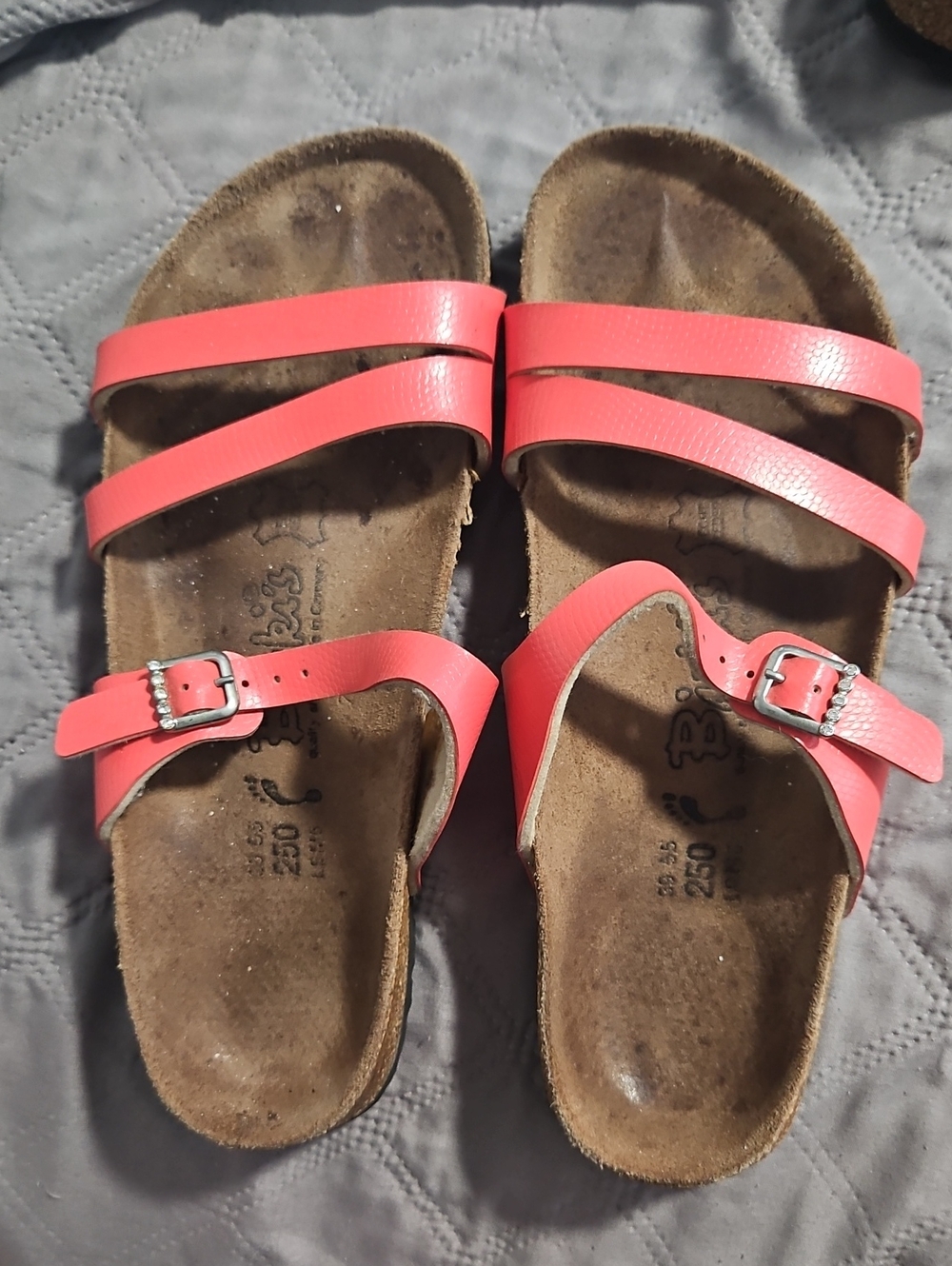 Birkenstock Coral Pink Buckle Detail Sandals